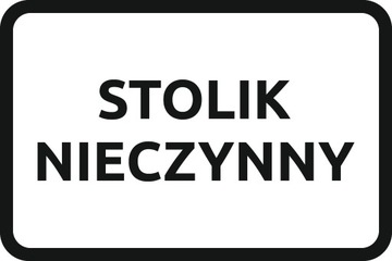 NAKLEJKA A4 NA STOLIK STOLIK NIECZYNNY RESTAURACJA