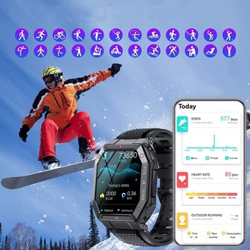 SMARTWATCH ZEGAREK MĘSKI SPORTOWY WODOODPORNY ROZMOWY KROKI EKG CIŚNIENIE