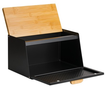 БОЛЬШАЯ МЕТАЛЛИЧЕСКАЯ ХЛЕБОПЕЧКА С ДОСОЧНЫМ КОНТЕЙНЕРОМ ДЛЯ ХЛЕБА ЧЕРНЫЙ БАМБУКОВЫЙ ХЛЕБ