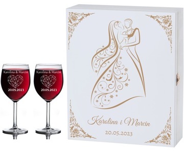 SKRZYNKA NA WINO KIELISZKI Z GRAWEREM ŚLUB PREZENT