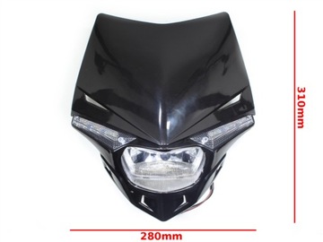 LAMPA PRZÓD CROSS ENDURO Z OWIEWKĄ CZARNA SC