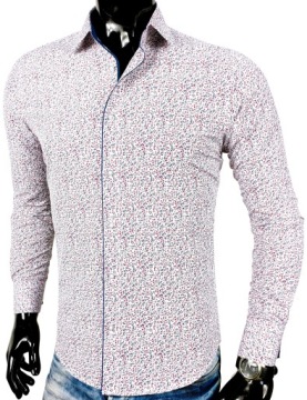 Рубашка мужская белая с цветами EN438 размер L