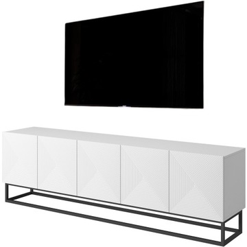 SZAFKA KOMODA RTV 200 cm LOFT stelaż PÓŁKA POD TV NOWOCZESNA BIAŁY MAT ASHA