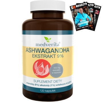 ASHWAGANDHA EKSTRAKT 9% WITANOLIDÓW 500mg 120kap