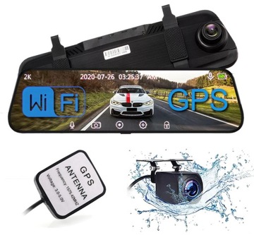 Rejestrator 2K Lusterko 10 Kamera Cofania WiFi GPS