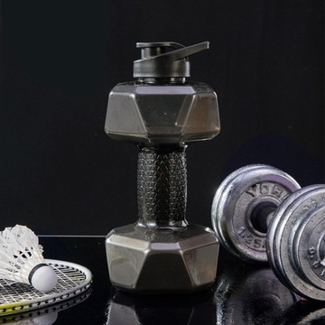 Спортивная бутылка для воды, для фитнеса, в форме гантели, для занятий в тренажерном зале, 1500 мл, черная