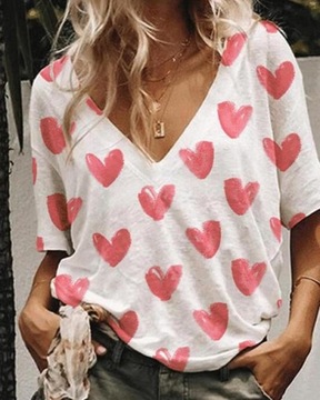 Damskie krótkie r?kawy z dekoltem VWomen T-shirt