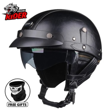 Кожаный мотоциклетный шлем Retro Capacete De Moto, мотоциклетный шлем для скутера