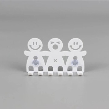Cartoon Toothbrush Holder Wall Mounted Suction Cup 5 Position Cute Smile