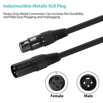 Кабель XLR длиной 1 м/3,3 фута Кабель освещения сцены DMX, 3-контактный