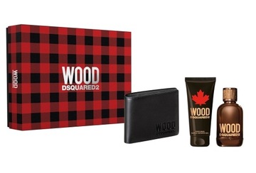 SET DSQUARED2 Wood Pour Homme EDT spray 100ml + SHOWER GEL 100ml + PORTF P1