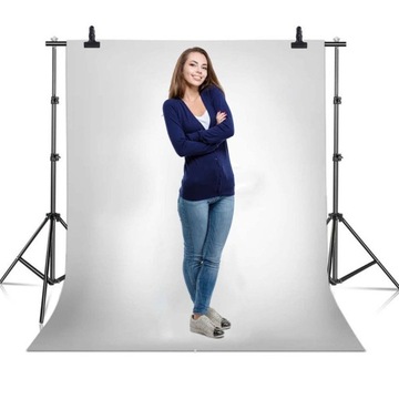 STATYW DO TŁA FOTOGRAFICZNEGO ZESTAW TEŁ DO STUDIA 200x200CM ETUI + ZACISKI