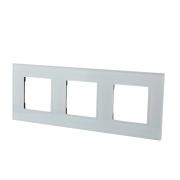 Ramka Trzykrotna Potrójna Biała Szklana do Modułów i Wkładów LUUNA