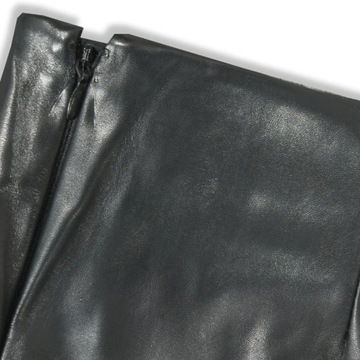 Женская ЧЕРНАЯ КОЖАНАЯ ЮБКА, ЗОЛОТЫЕ МОЛНИИ, S