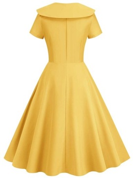 Sukienka Vintage 50s panie jednolita plisowana suk