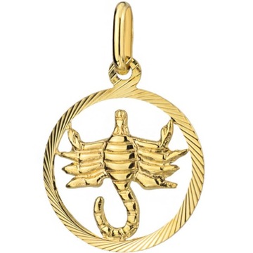 ZŁOTA ZAWIESZKA ZNAK ZODIAKU SKORPION 585 GRAWER