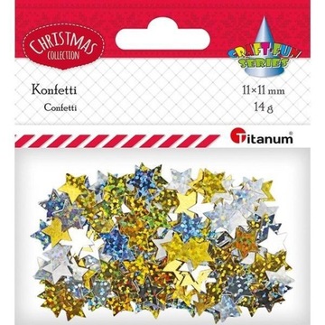 KONFETTI GWIAZDKI ZŁOTE, SREBRNE HOLOGRAM 14G