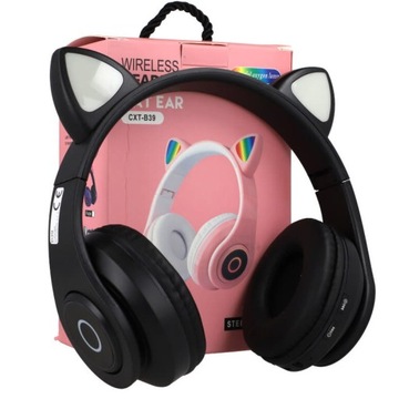 SŁUCHAWKI BLUETOOTH DLA DZIECKA KOCIE USZY LED