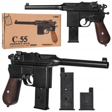 METALOWY REPLIKA PISTOLET NA KULKI 6MM C55 MAUSER C96 ASG