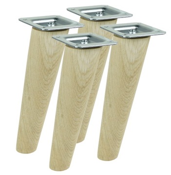 4x Noga nóżka drewniana dębowa skośna zestaw 25 cm