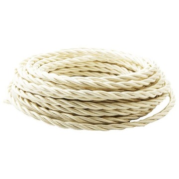 Kabel przewód w oplocie skręcany 3x1,5 kość słonio