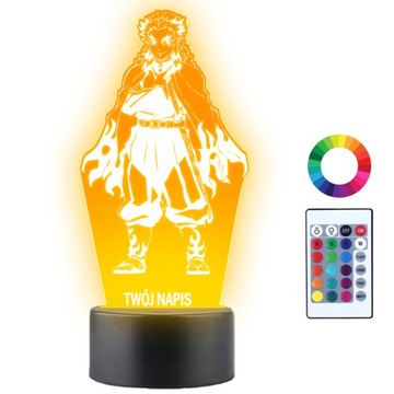 Lampka Nocna 3D LED Anime Demon Slayer Grawer Imię