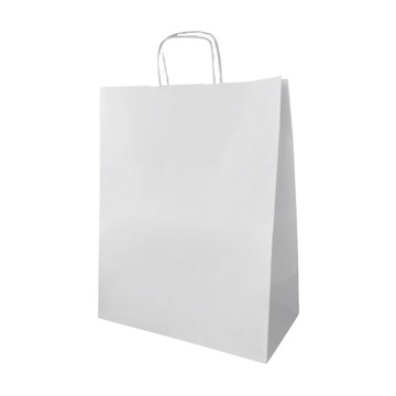Torba papierowa 320x140x420 BIAŁA A3 uchwyt skręca