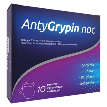 AntyGrypin noc przeziębienie grypa 10 saszetek