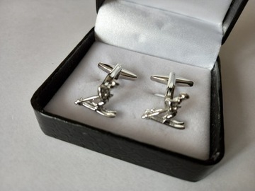 Запонки «Захватывающие лыжники» для лыжного спорта