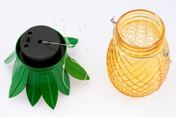 2x СОЛНЕЧНАЯ ЛАМПА САДОВАЯ БАНКА АНАНАС СТЕКЛЯННАЯ LED