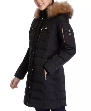 Michael Kors damska kurtka zimowa, płaszcz z kapturem czarny S