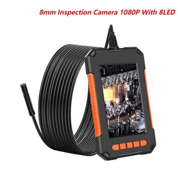 8-миллиметровая промышленная эндоскопическая камера 4,3-дюймовый ЖК-дисплей 1080P HD для осмотра эндоскопа