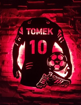 Lampka nocna Koszulka PIŁKARZ POSTAĆ Z Imieniem Piłka Nożna LED RGB pilot