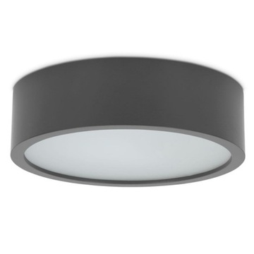 Lampa okrągła grafitowa z mleczną szybą 1xE27 LAMPA sufitowa do salonu