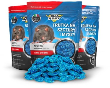 TRUTKA ŚRODEK NA SZCZURY MYSZY GRYZONIE MOCNA KOSTKA NIEBIESKA NO PEST 3KG