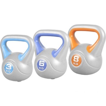 Zestaw kettlebell winylowych 17kg 3szt hantel kula