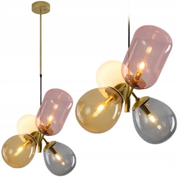 LAMPA SUFITOWA WISZĄCA MULTICOLOR 4 KLOSZE KOLORY