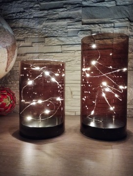 2 xTuby szklane z oświetleniem LED na baterie dekoracyjne kolor srebrny 197