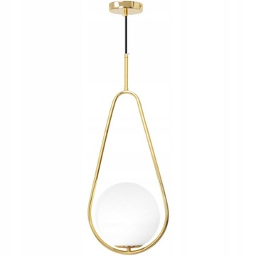 LAMPA WISZĄCA KULA MLECZNA ZŁOTA RAMA GOLD GLAMOUR APP472
