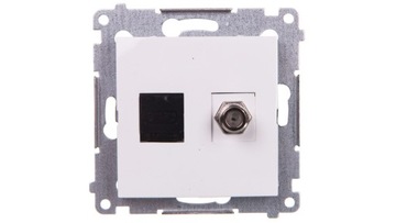 GNIAZDO ANTENOWE + RJ45 KAT.6 SIMON 54 BIAŁE TV SAT INTERNET DASFRJ45.01/11