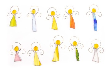 ANIOŁ WITRAŻ ANIOŁEK PREZENT 10cm RÓŻNE KOLORY