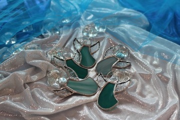 Aniołki witrażowe Tiffany ZESTAW 5szt. Seledyn