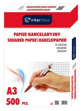 Papier kancelaryjny w kratkę A3, 500 kartek