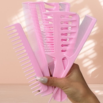 Набор расчесок для расчесывания красящих масок, розовый, 8 шт.