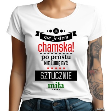 DAMSKA ŚMIESZNA KOSZULKA Z NADRUKIEM - MAŁA MI | XL