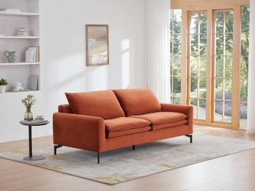 Kanapa 3-osobowa z weluru w kolorze terracotta – ISENA