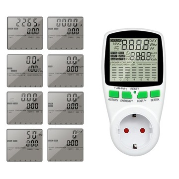WATOMIERZ MIERNIK ZUŻYCIA PRĄDU ENERGII LCD zegar sterujący cyfrowy