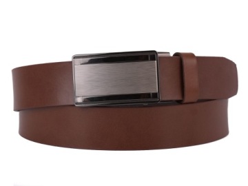 SKÓRZANY Pasek AUTOMAT garnitur jeans BRĄZ