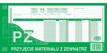 DRUK 362-2 PZ PRZYJĘCIE MATERIAŁU Z ZEWNĄTRZ MIP