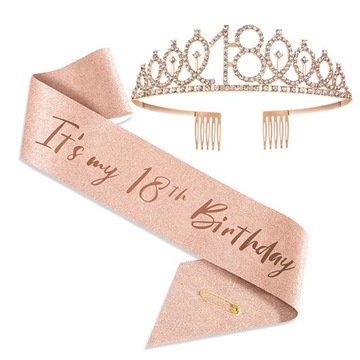 Dekoracje na 18 urodziny Dziewczyna Urodzinowa szarfa z koroną